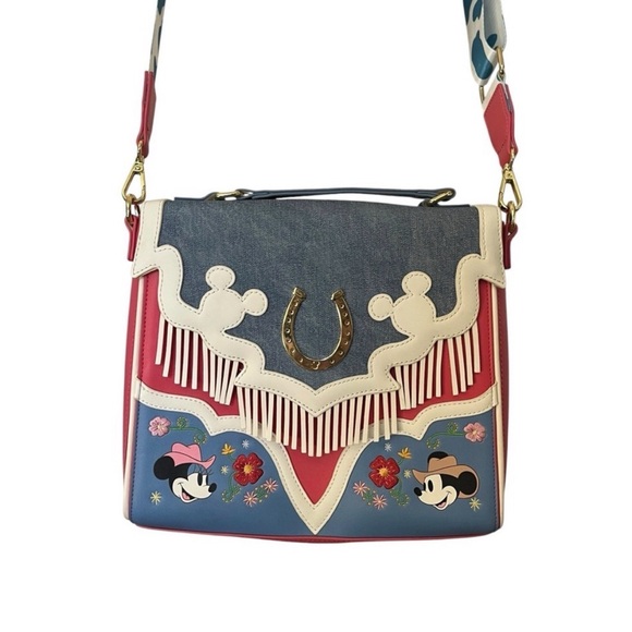 Disney Loungefly Western Mickey & Minnie Fringe Crossbody Bag Cowboy Cowgirl NWT - Picture 2 of 7